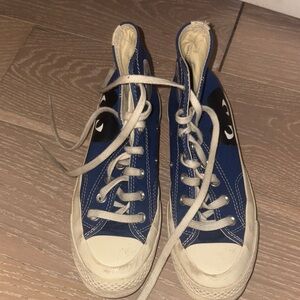 Comme des Garcons PLAY Blue Kids High-Top Sneakers